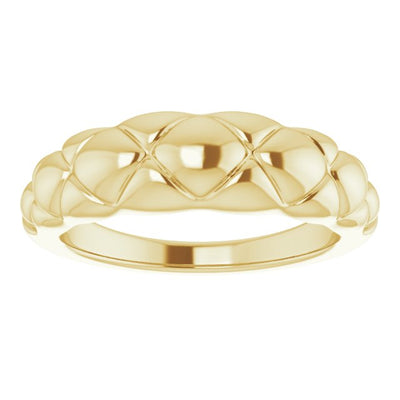 14K Gold Quilted Dome Ring