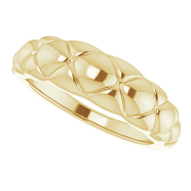14K Gold Quilted Dome Ring