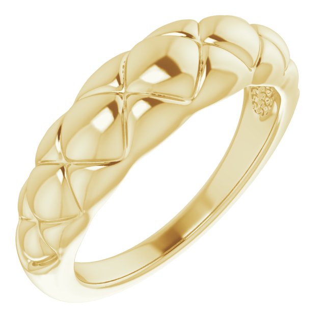 14K Gold Quilted Dome Ring