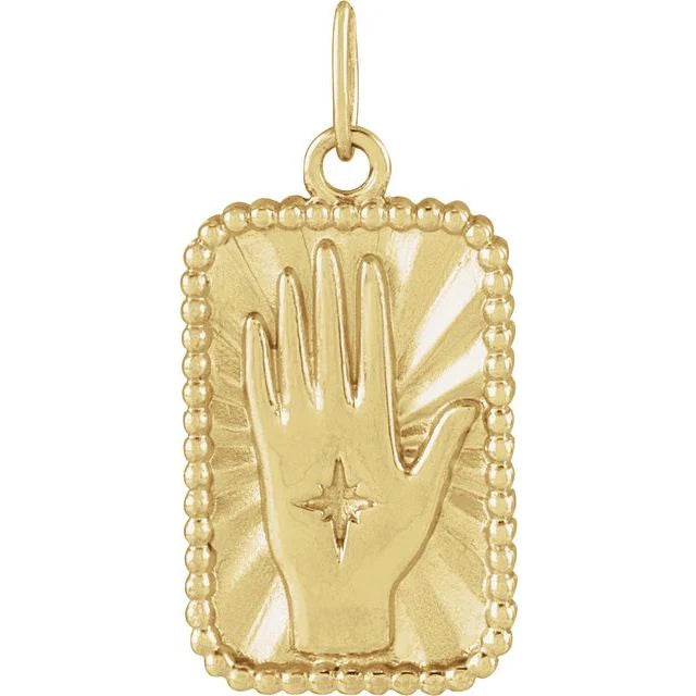 14k Gold Hamsa Hand Talisman Pendant