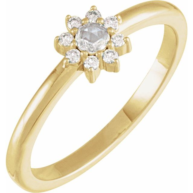 14K Gold Gemstone & Natural Diamond Halo-Style Ring