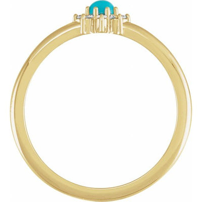 14K Gold Gemstone & Natural Diamond Halo-Style Ring
