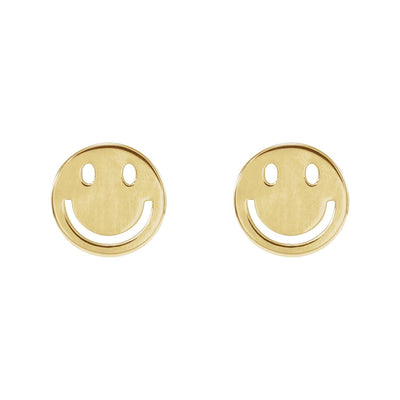 14K Gold Smiley Face Earrings