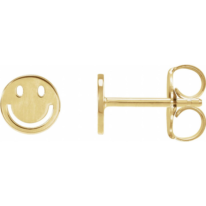 14K Gold Smiley Face Earrings