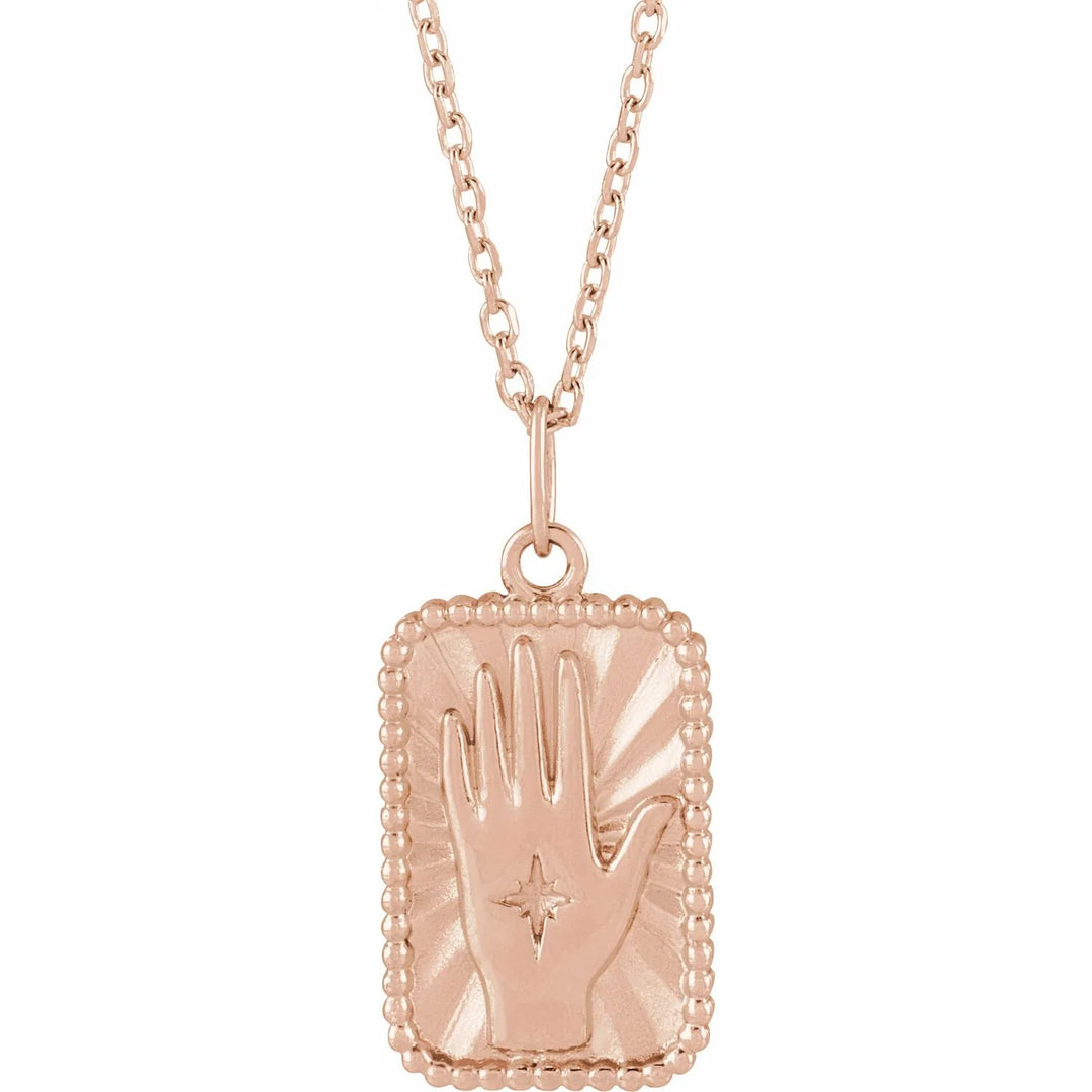 14k Gold Hamsa Hand Talisman Pendant