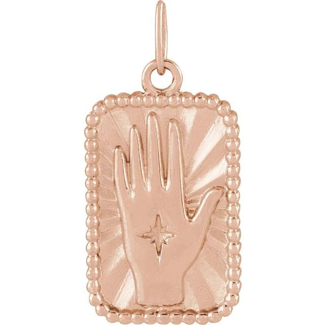 14k Gold Hamsa Hand Talisman Pendant