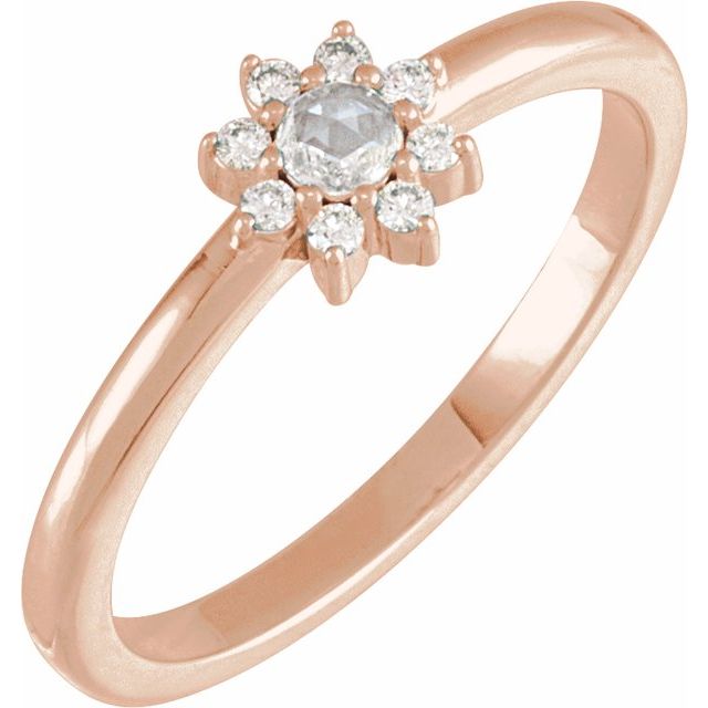 14K Gold Gemstone & Natural Diamond Halo-Style Ring