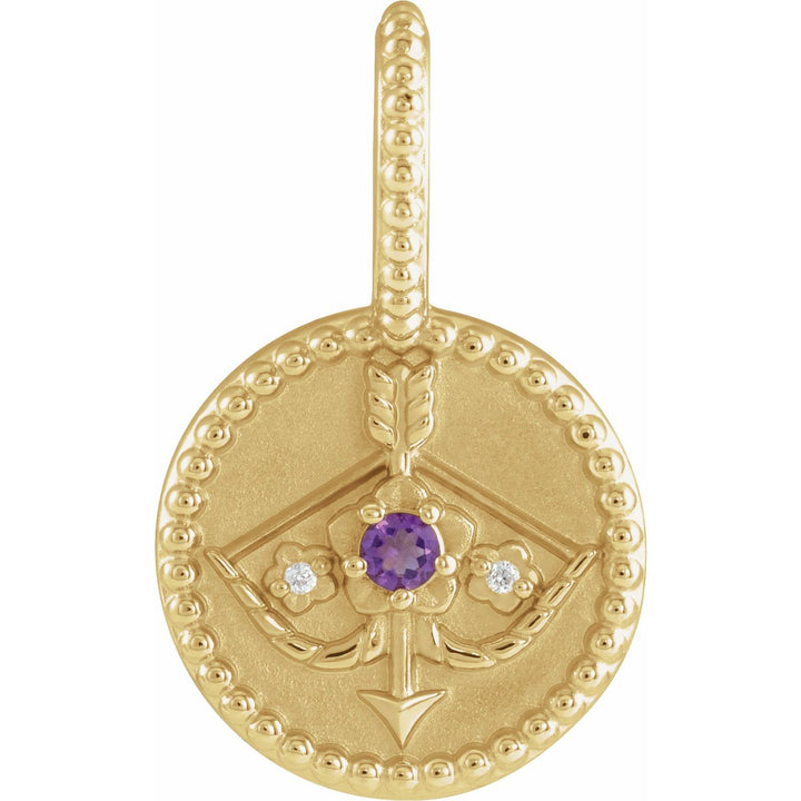 14k Gold Zodiac Coin Charm Pendant