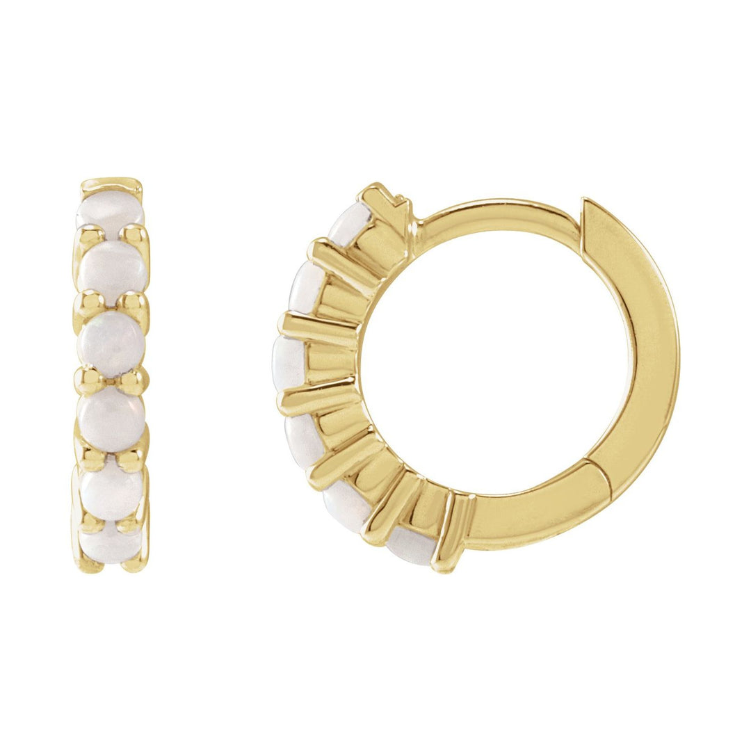 14K Gold Gemstone Huggie Hoop Earrings