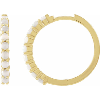 14K Gold Gemstone Huggie Hoop Earrings