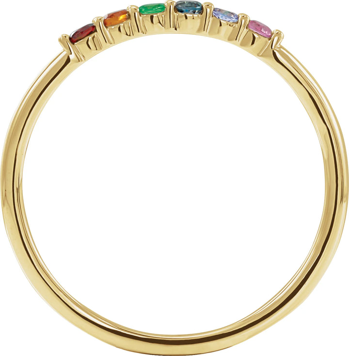 14k Rainbow Gemstone Stackable Ring