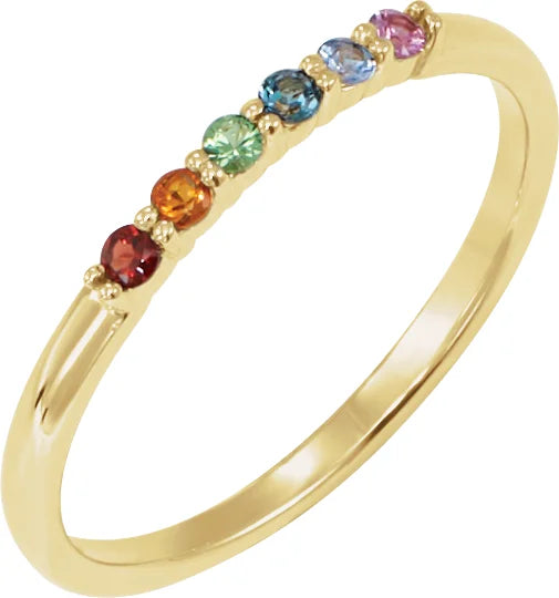 14k Rainbow Gemstone Stackable Ring