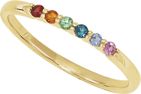 14k Rainbow Gemstone Stackable Ring
