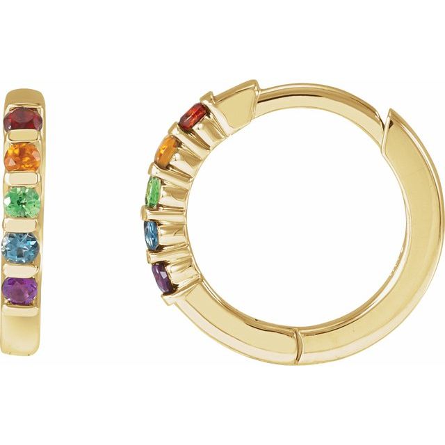 14k Gold Rainbow Huggie Earrings