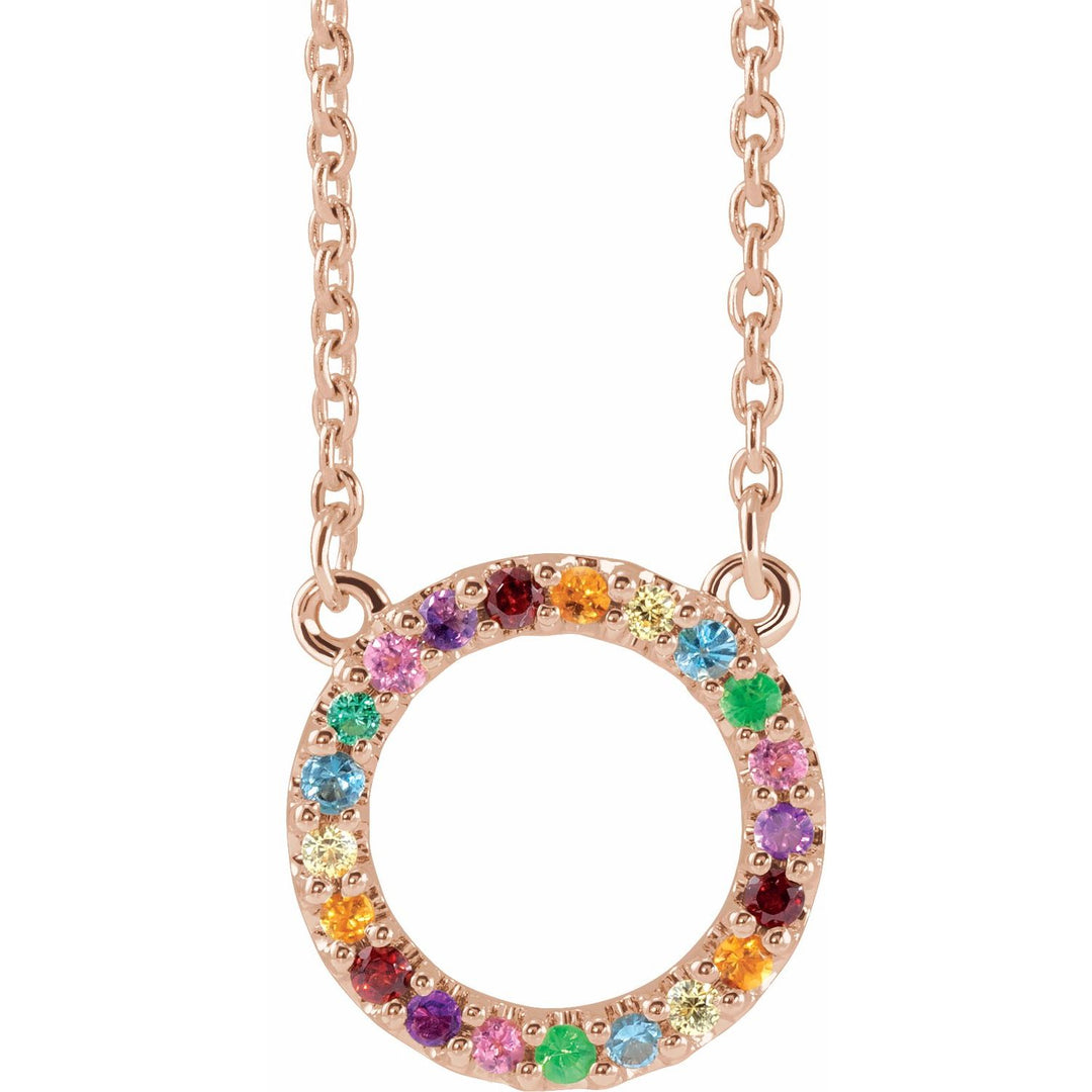 14k Gold Rainbow Circle Necklace