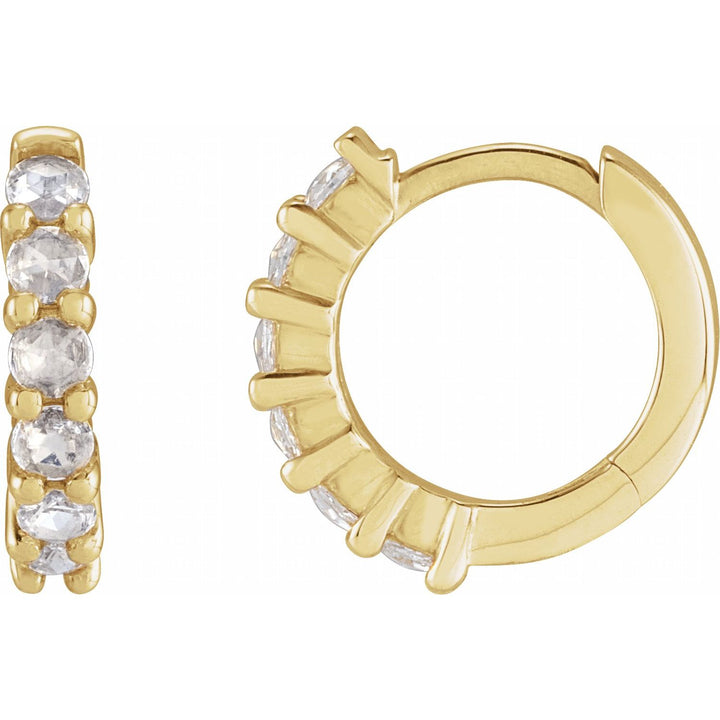 14K Gold Gemstone Huggie Hoop Earrings