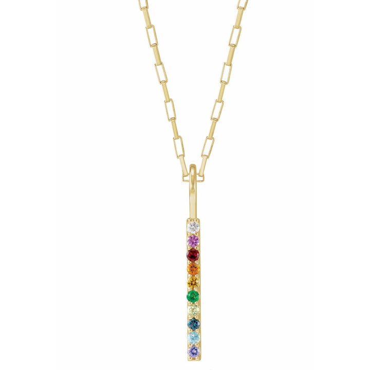 14k Rainbow Gemstone Bar Necklace