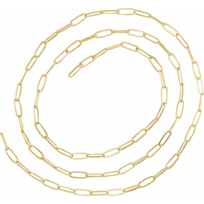 14k Gold 2mm Elongated Link Ultra-Light Cable Paperclip - Infinity Bracelet