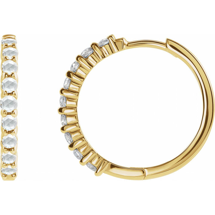 14K Gold Gemstone Huggie Hoop Earrings