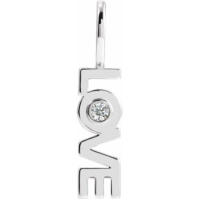 Sterling Silver Natural Diamond "Love" Pendant Charm