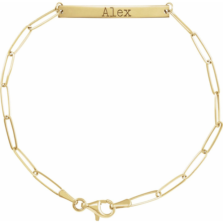 14K Gold Engravable Bar Bracelet