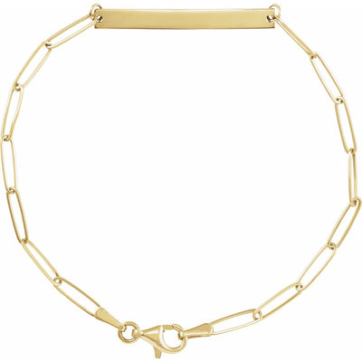 14K Gold Engravable Bar Bracelet