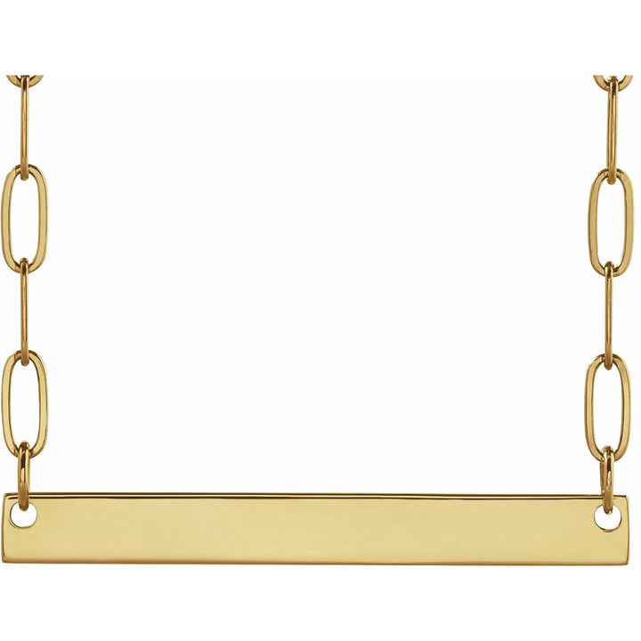 14K Gold Engravable Bar Necklace