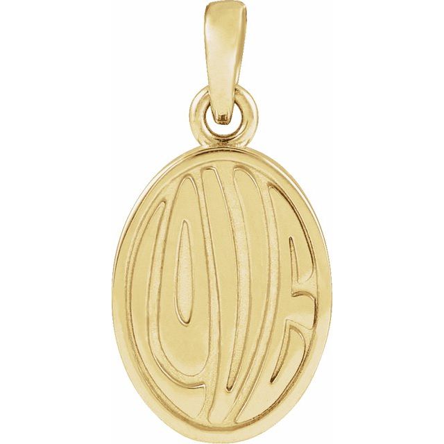 14K Gold Retro "Love" Pendant