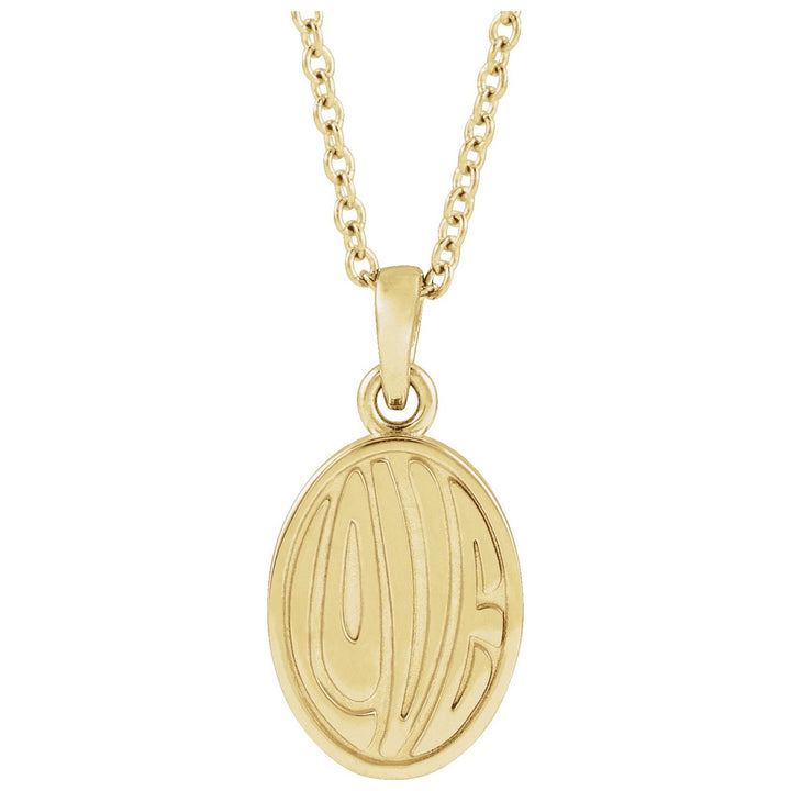 14K Gold Retro "Love" Pendant