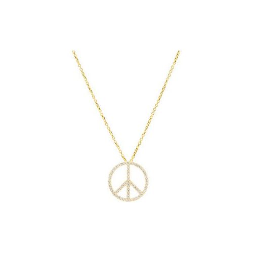 14K Gold 1/4 CTW Natural Diamond Tiny Peace Sign 16" Necklace