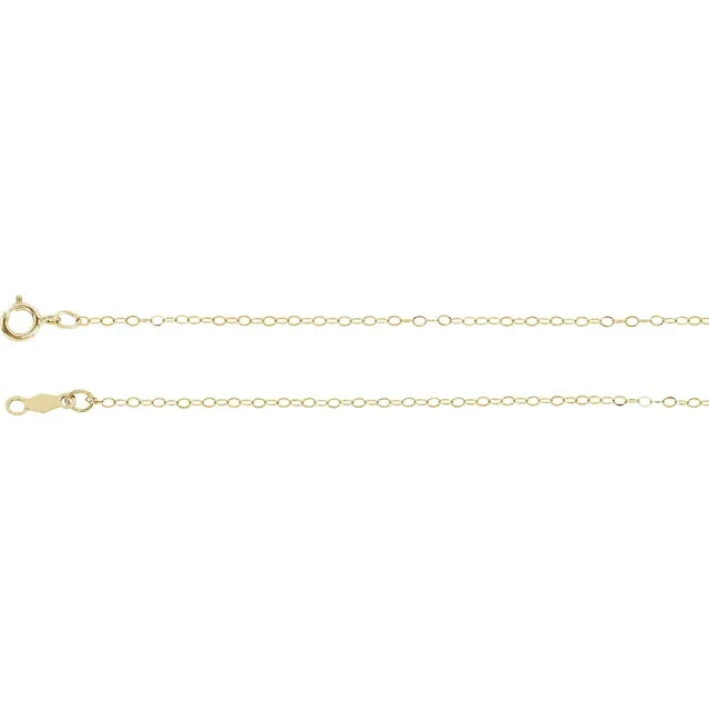 14K Gold 1mm Flat Cable Chain Necklace
