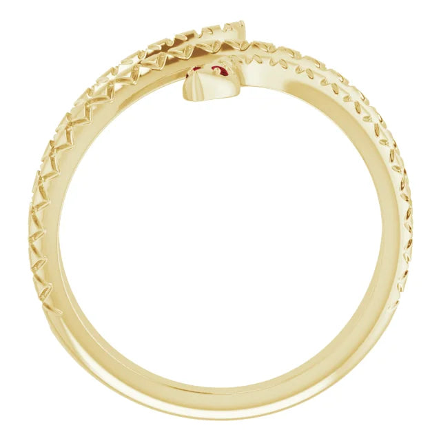 14K Gold Mozambique Garnet Snake Ring