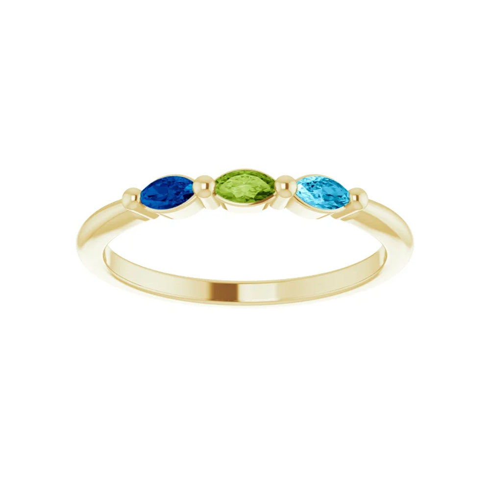 14k Gold 3-Stone Marquise Stackable Ring