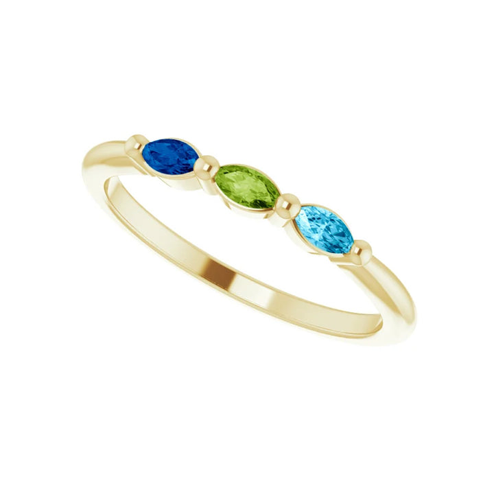 14k Gold 3-Stone Marquise Stackable Ring