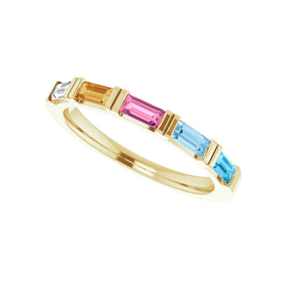 14k Gold 5-Stone Straight Baguette Stackable Ring