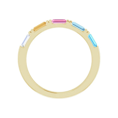 14k Gold 5-Stone Straight Baguette Stackable Ring