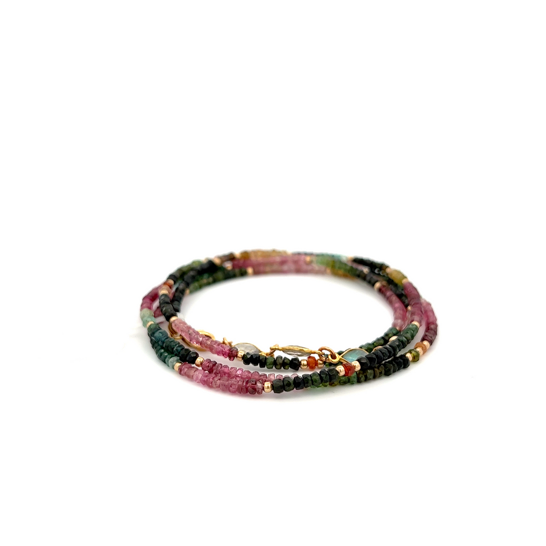 Watermelon Tourmaline 28" Necklace or Bracelet Wrap