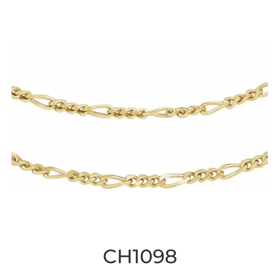 14k Gold 1.28mm Figaro Chain Infinity Bracelet