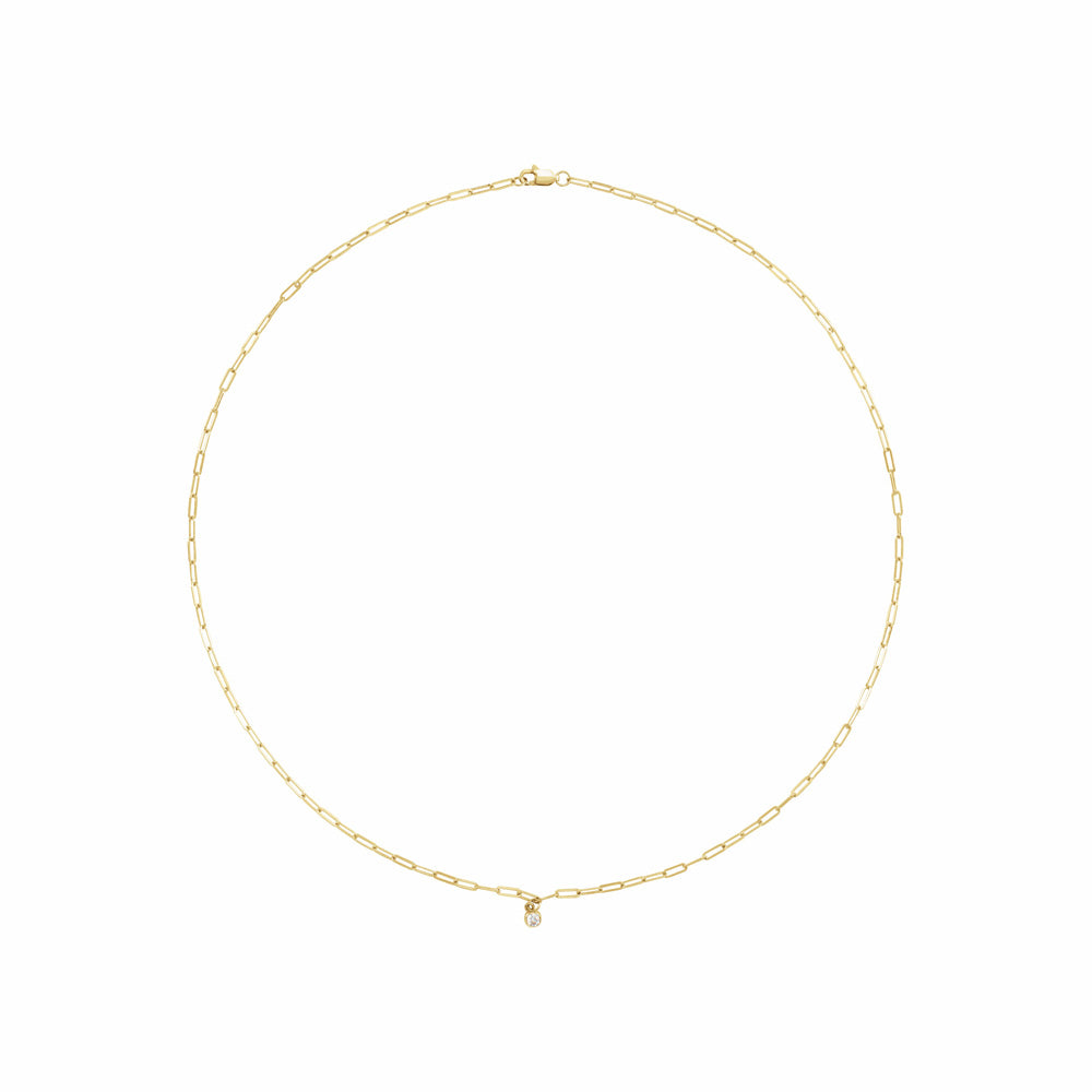 14k Gold 1/6 CT Natural Diamond Micro Bezel-Set Necklace