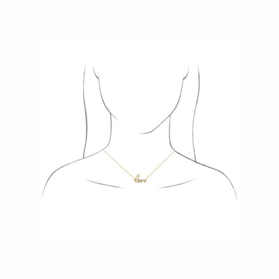 14k Gold Natural Diamond Love Necklace