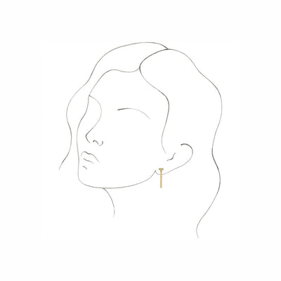 Solid Gold Articulated Bar Earrings