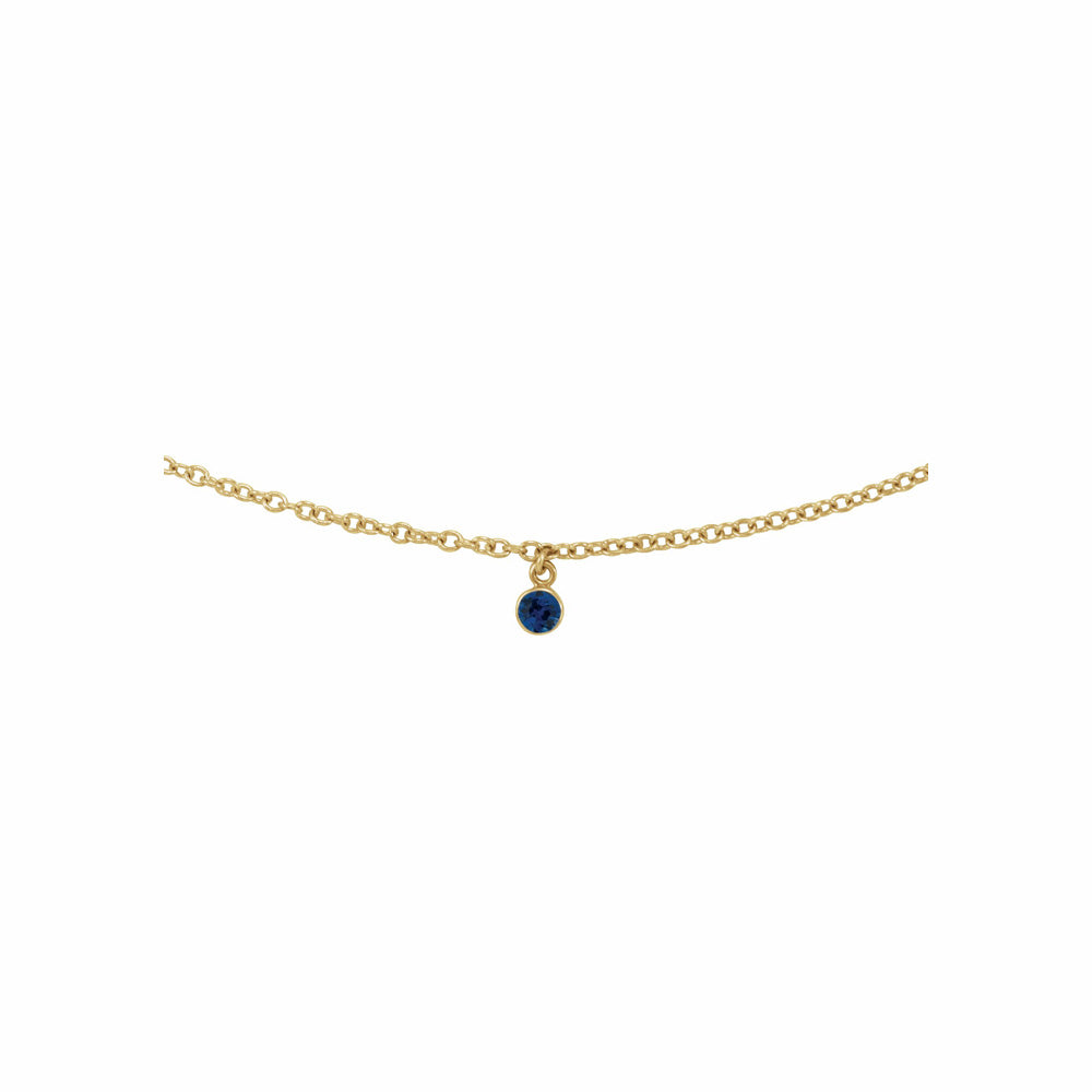 14k Gold Gemstone Charm Necklace 16"