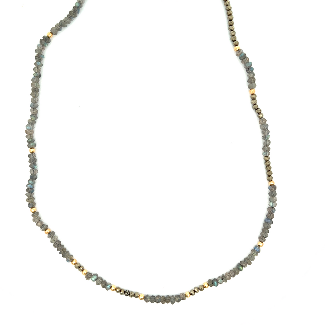 Labradorite & Pyrite Gold Filled 28.25" Necklace or Bracelet Wrap