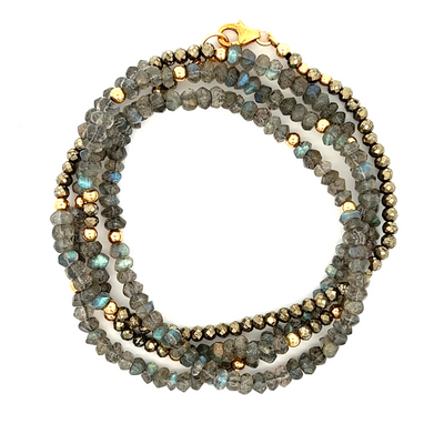 Labradorite & Pyrite Gold Filled 28.25" Necklace or Bracelet Wrap