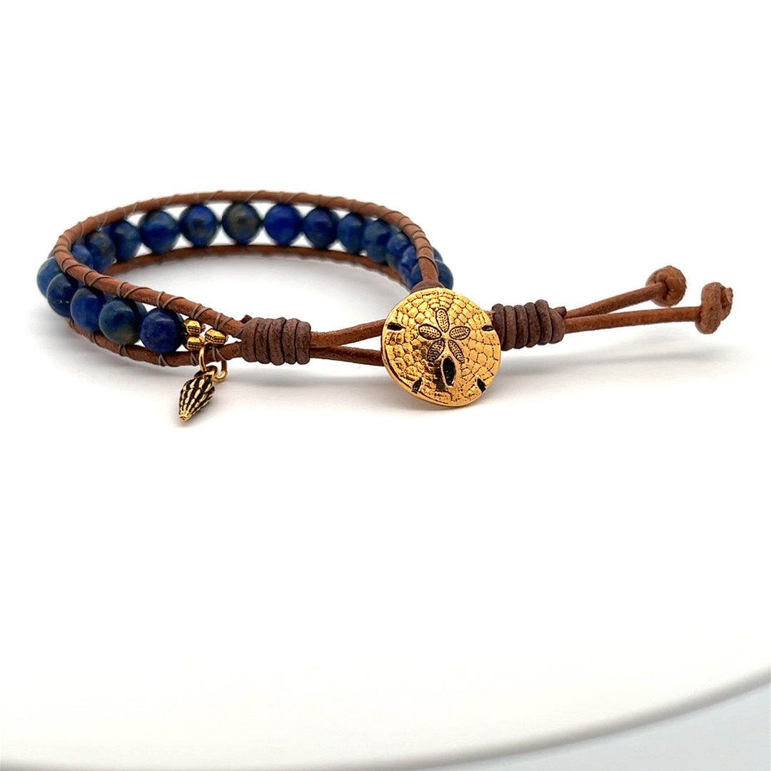 Lapis Lazuli Leather Wrap Bracelet