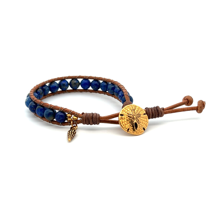 Lapis Lazuli Leather Wrap Bracelet