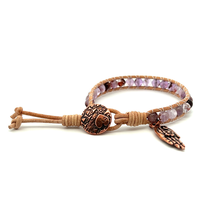 Cacoxenite Leather Wrap Bracelet