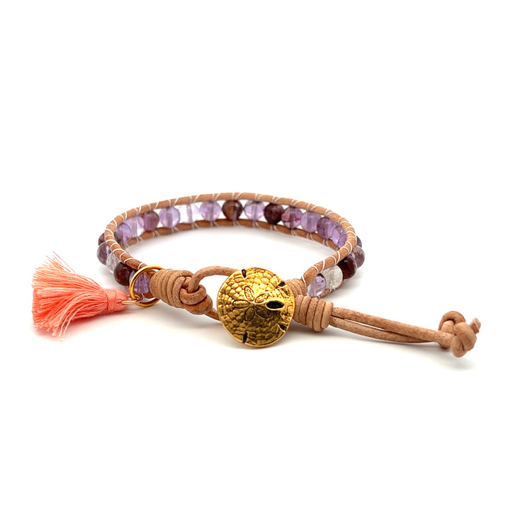 Cacoxenite Leather Wrap Bracelet