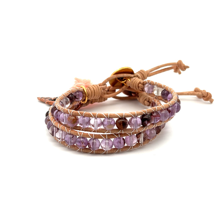 Cacoxenite Leather Wrap Bracelet