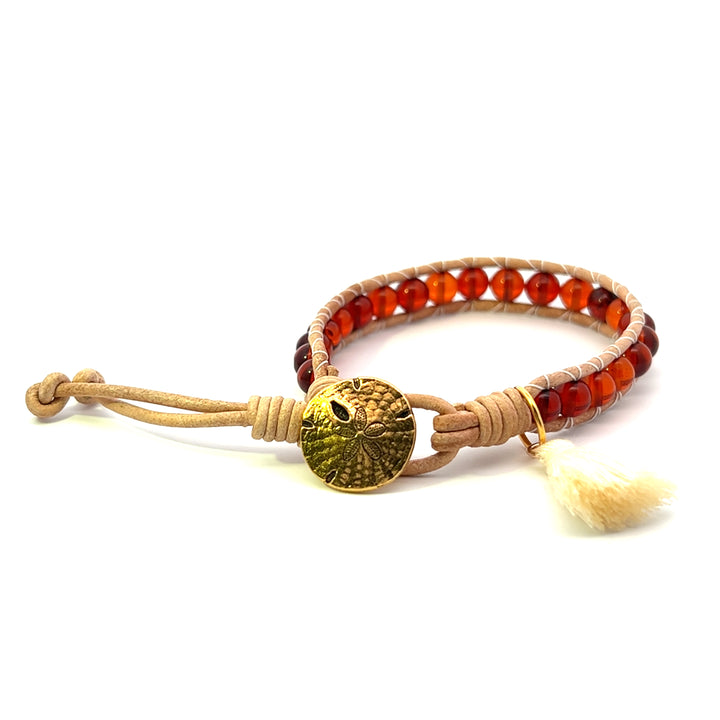 Amber Leather Wrap Bracelet